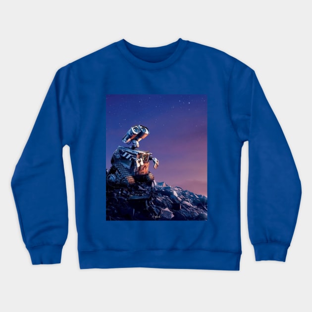 Wall-E looks at the sky Crewneck Sweatshirt by ArijitWorks